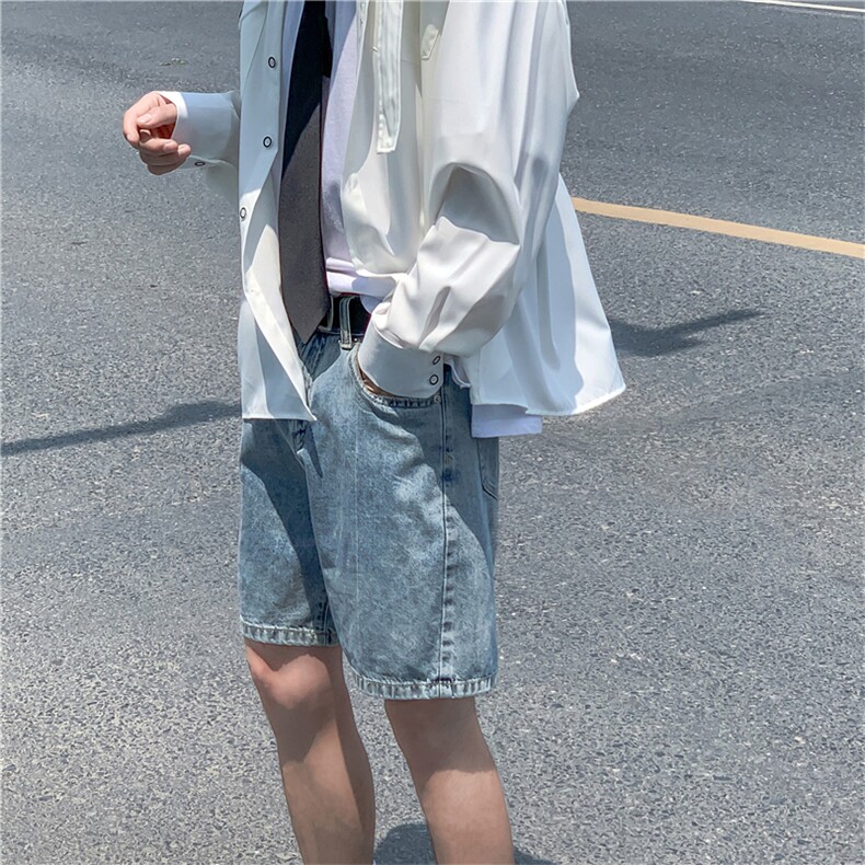 2024宽松牛仔裤夏季直筒五分裤韩版百搭阔腿裤805-BK63-P45控58,男装牛仔裤,星座809B（原星座805）