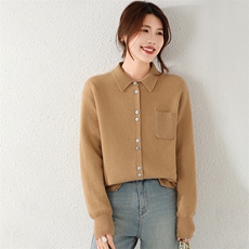 2024秋季新款纯色百搭35%羊绒开衫休闲舒适，女装羊绒衫，富泽羊绒