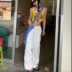 现货美式复古休闲伞兵裤女街舞hiphop束脚抽绳阔腿裤子WLK244-P45，男装休闲裤，星座1008