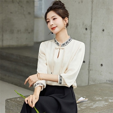 国风衬衣女时尚新中式长袖上衣2025年春装衬衫设计感洋气质打底衫，女装衬衫，丽影随形