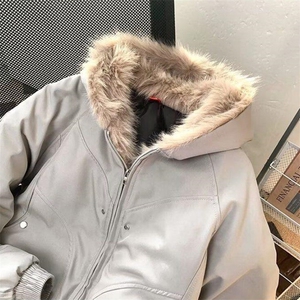 现货高品质美式高街冬季重磅硬挺短款座山雕毛领棉衣男女加厚外套图片