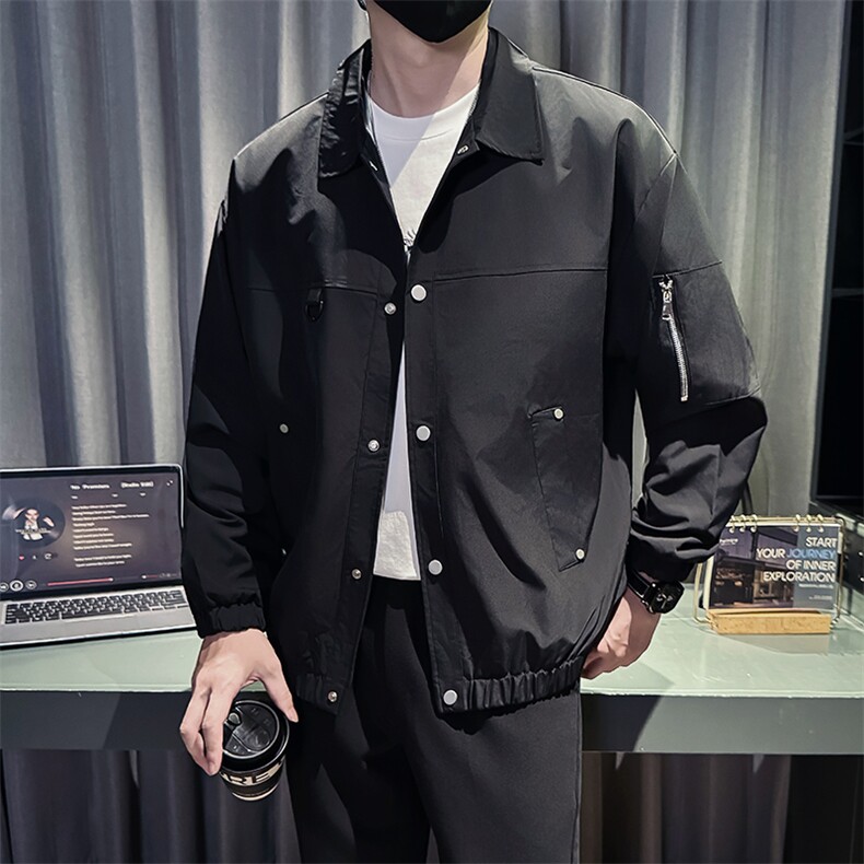 新款社会小伙秋冬男时尚工装夹克男店主外套JK802-P78控128灰色,男装夹克,星座301B-1