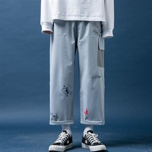 910A-A133秋装新款休闲裤情侣潮流嘻哈九分裤男图片