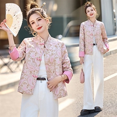 新中式国风小个子提花短款外套女2025春秋新款洋气小香风唐装上衣，女装短外套，依如秀(原杭风阁)