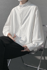 时尚立领棒球服衬衫韩版户外宽松抽绳防晒外套衬衫男冲锋衣 P42图片