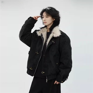 1506/YRJM50520皮衣棉服男冬季飞机扣设计保暖过冬座山雕外套图片