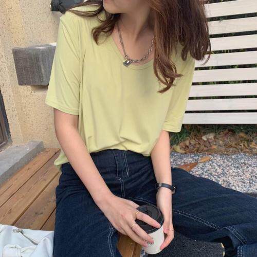 【现货】v领冰柔棉基础打底衫短袖，女装，海维恩