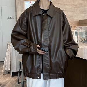 皮衣外套男款春秋潮流美式复古痞帅高级感炸街宽松皮夹克JK60-P65图片