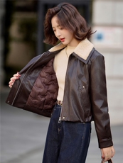 【冬季女装新款】大量现货大毛领90绒金属丝皮羽绒服P-215，女装羽绒服，简古