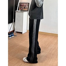 美式渐变条纹裤子男春秋三条杠直筒高街卫裤直筒垂感运动休闲裤男，男装休闲裤，星座1210-1