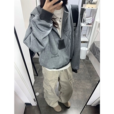 网图有货美式复古刺绣连帽华棉卫衣男女宽松情侣外套A871-P55，女装短外套，星座1505