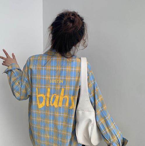 【现货】2021-春-彩色格纹衬衫，女装衬衫，墨写