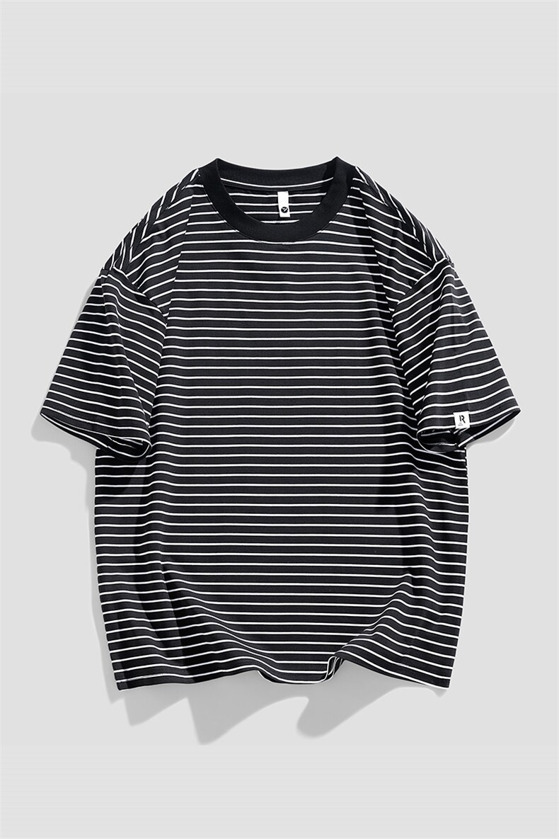 抖音天猫得物品质200克cityboy时尚夏季条纹百搭短袖T恤TX232-P40,男装T恤,星座1109