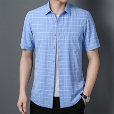 ADd32241钱塘2020-3夏季新款男士格子商务休闲短袖衬衫P60，男装衬衫，钱塘207-3