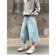 气质慵懒流行牛仔七分裤文艺潮流无品牌百搭简约新款ins时尚原宿，男装牛仔裤，星座1210-1