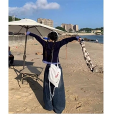 美式高街弯刀阔腿直筒牛仔裤男女小众宽松潮牌痞帅炸街裤子，男装牛仔裤，星座506A