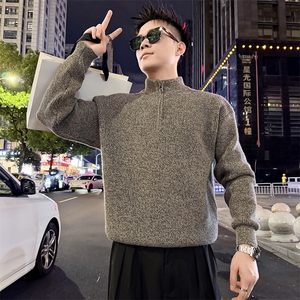 拉链半高领毛衣男款冬季韩版tb针织外套运动休闲潮8020-P78控118图片
