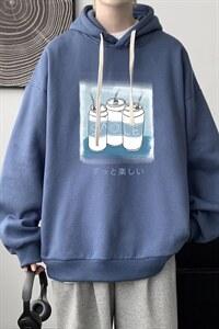 WY2148-P35 纯棉连帽卫衣男大码运动帽衫宽松薄外套男图片
