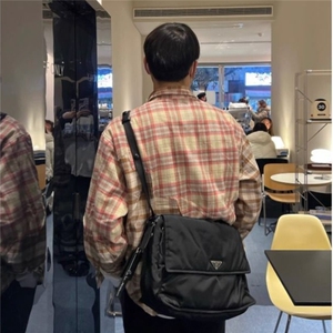美式休闲毛边拼接衬衫男士新款长袖格子衬衣外套宽松帅CY1251-P41图片