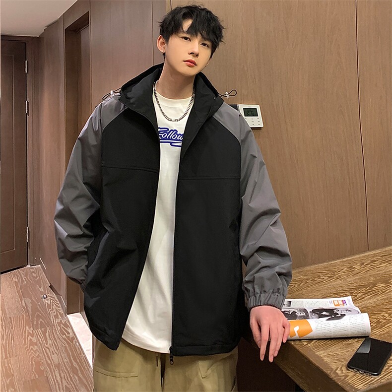 新春款拼色连帽夹克中性风户外百搭冲锋衣宽松外套CYJK9253-P65图片