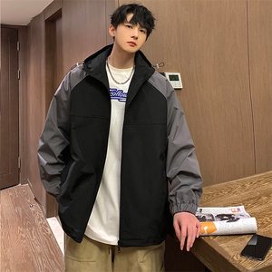 新春款拼色连帽夹克中性风户外百搭冲锋衣宽松外套CYJK9253-P65图片