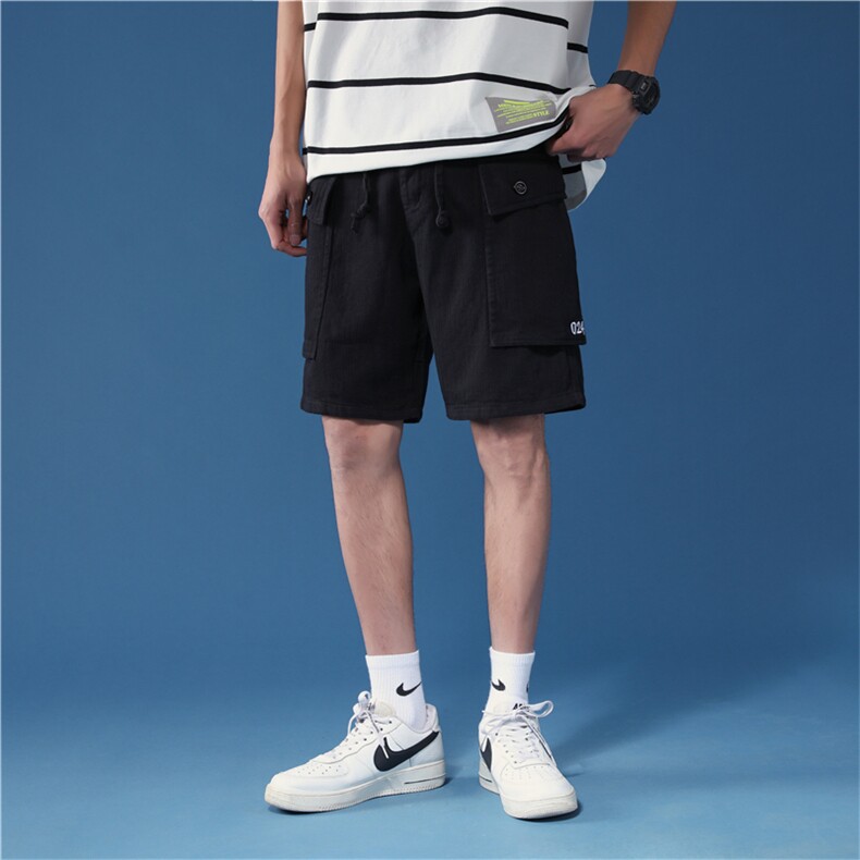 K67/P32现货夏季夏季刺绣人字纹五分工装中裤大码短裤男中裤控58,男装休闲裤,电商A141