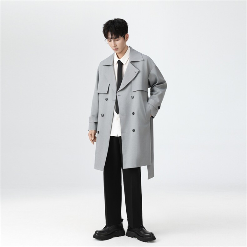 秋季英伦风韩版宽松中长款潮风衣外套FY710P138控168XZ402-2货足,男装风衣,星座402-2