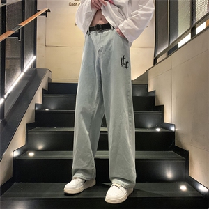 k1013-p50-控68 M-5XL 美式高阶黄泥拉链宽松大码牛仔裤cityboy图片