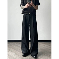 新中式拼接绑带微喇叭西裤男直筒宽松垂感休闲西装长裤子KZ04，男装西服套装，星座1116A（原606A-3）