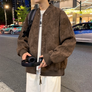 夜景机动皮衣扎染防水棒球领皮夹克男士休闲外套A406 JK2569 P85图片