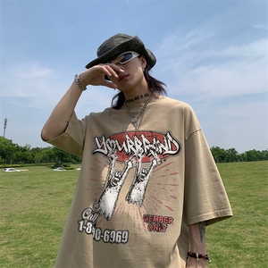 美式趣味印花 水洗做旧 夏季无袖背心/马甲/坎肩XZ514-2-1311-P38图片