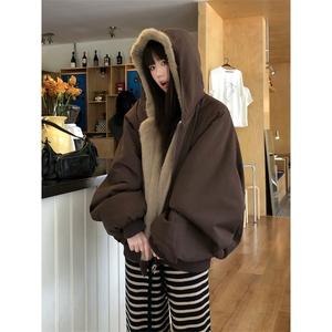 706-1-MY6041-P95 特P 现货 冬季两面穿仿兔毛棉衣保暖棉服外套图片