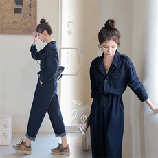 牛仔连体裤女秋装2022新款韩版宽松显瘦设计感连体衣，商品下架区，曼慕纤衣