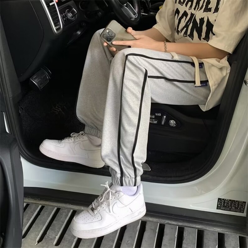 长裤运动裤水洗宽松型青春流行休闲裤时尚潮牌纽扣装饰潮夏季男,男装休闲裤,四季星座218-1