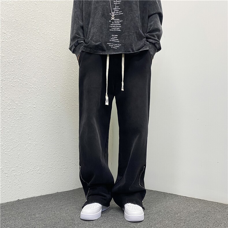 k787-p55-控78M-5XL现货拉链高阶港风中性ins宽松牛仔裤,男装牛仔裤,星座116