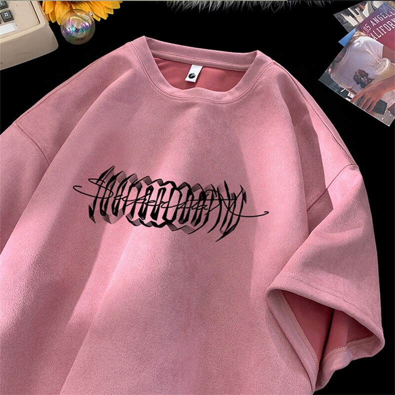 可设48小时发货支持抖音得物来样二开240克重磅美式麂皮绒短袖t恤，男装T恤，电商A486