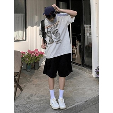 重磅短裤男女夏季潮牌廓形运动弯刀裤子宽松休闲五分裤YD16，男装牛仔裤，星座208-5