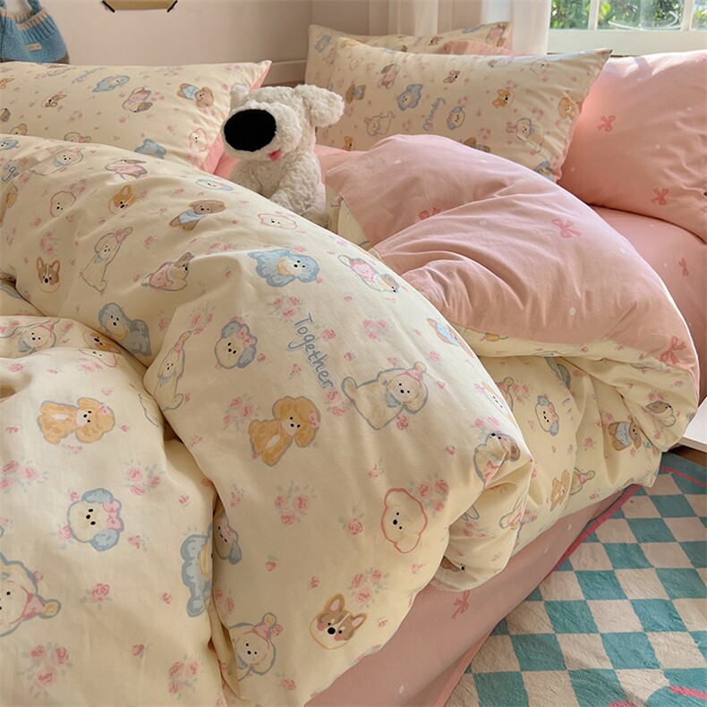 冬季新款13372全棉印花四件套-卡通系列,女装床品套件,一起卖家纺