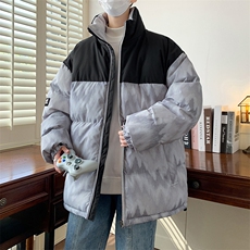 秋冬2024新款立领加厚拼接印花棉衣外套A436-5902-P98控价138，男装棉衣，电商A436