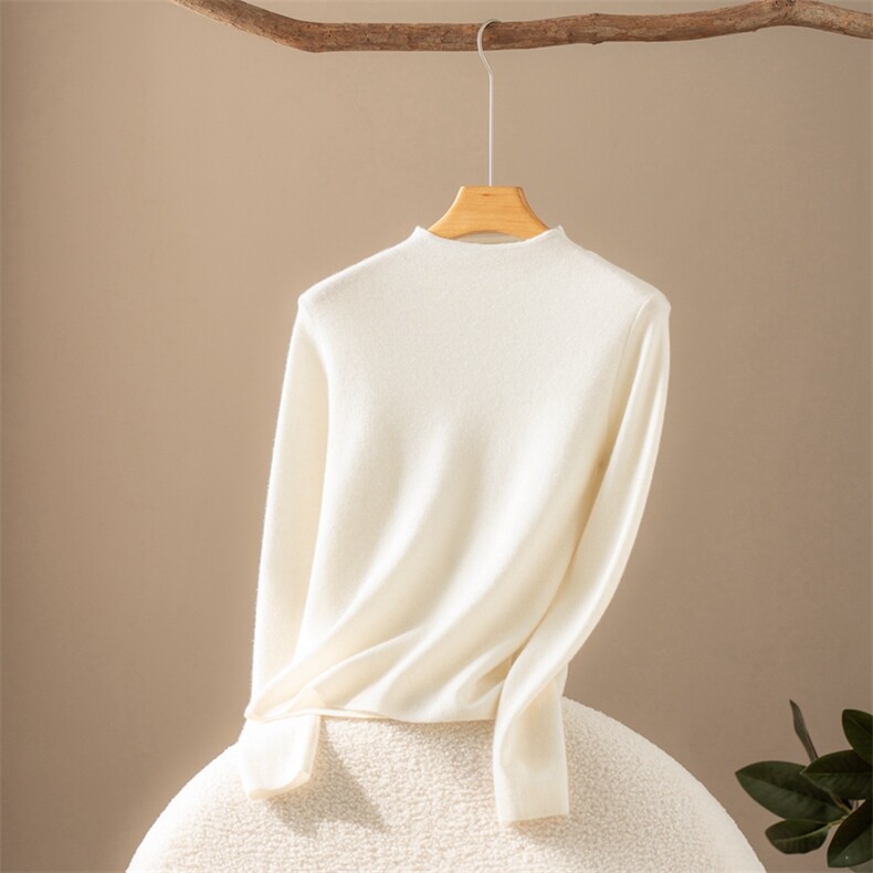 2025年秋季单件通勤常规半高领时尚百搭厚款套衫，女装羊绒衫，江帆羊绒