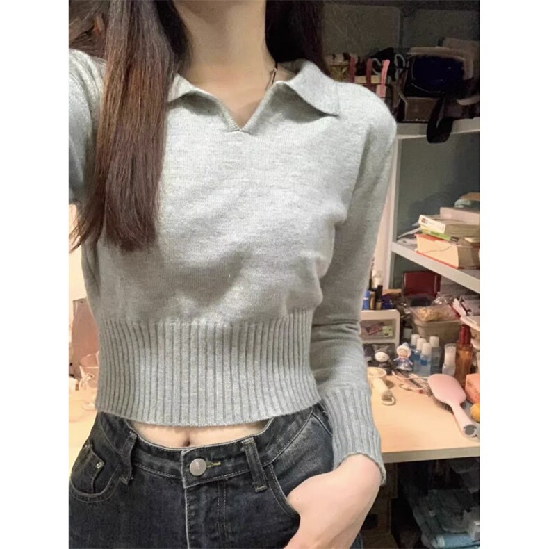 QC036-P35新款女温柔风软糯奶系小个子打底灰色针织毛衣内搭上衣,女装卫衣/绒衫,星座617A-2