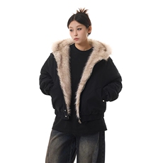 现货高品质美式高街冬季重磅硬挺短款座山雕毛领棉衣男女加厚外套，男装棉衣，电商A486-1