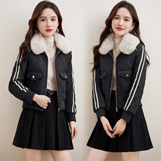 小皮衣棉服女短款2023冬季新款韩版修身显瘦机车服加绒皮夹克外套，女装棉衣/棉服，江南女神