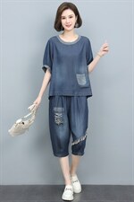 天丝七分牛仔裤女夏薄款2025新款五分裤妈妈宽松设计感休闲哈伦裤，女装套装/套裙，悦见她