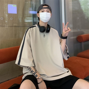 C340-P26 夏季高街潮牌百搭短袖男2024新款设计感条纹t恤 现货图片