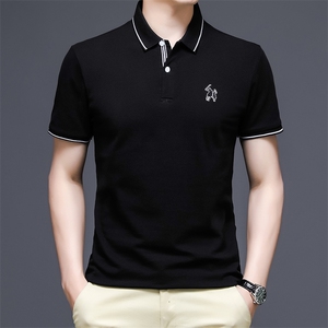 2024新款男士短袖T恤休闲时尚翻领POLO衫爸爸装上衣服体恤半袖男