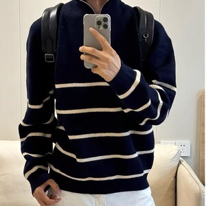 1506A/G50070/P50日系毛衣男女秋装慵懒复古软糯套头拉链针织衫图片