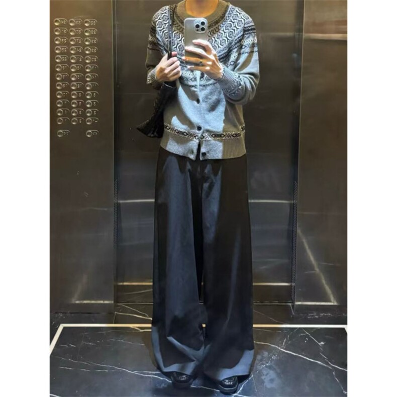 费尔岛提花针织衫男女款秋季美式复古高级感痞帅长袖毛衣开衫外套,男装针织衫/毛衣,星座1411A-6