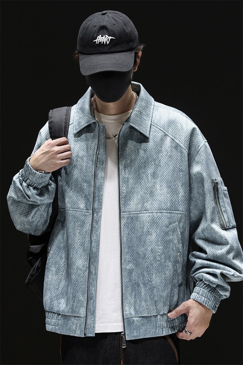 大码男装2025秋季新款翻领夹克宽松潮流时尚百搭外套Q5559-P75,男装夹克,星座610（原A335）