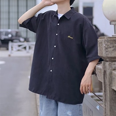 衬衫男短袖字母高街帅气2026夏季新款ins宽松百搭衬衣CY248-P32，男装T恤，星座412